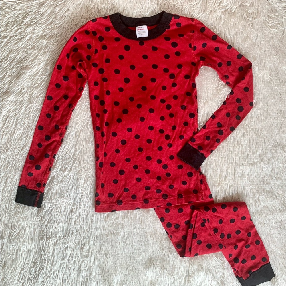 Hanna Andersson Red w Black Polka Dot Lady Bug PJ’s Size 10 - Picture 2 of 6